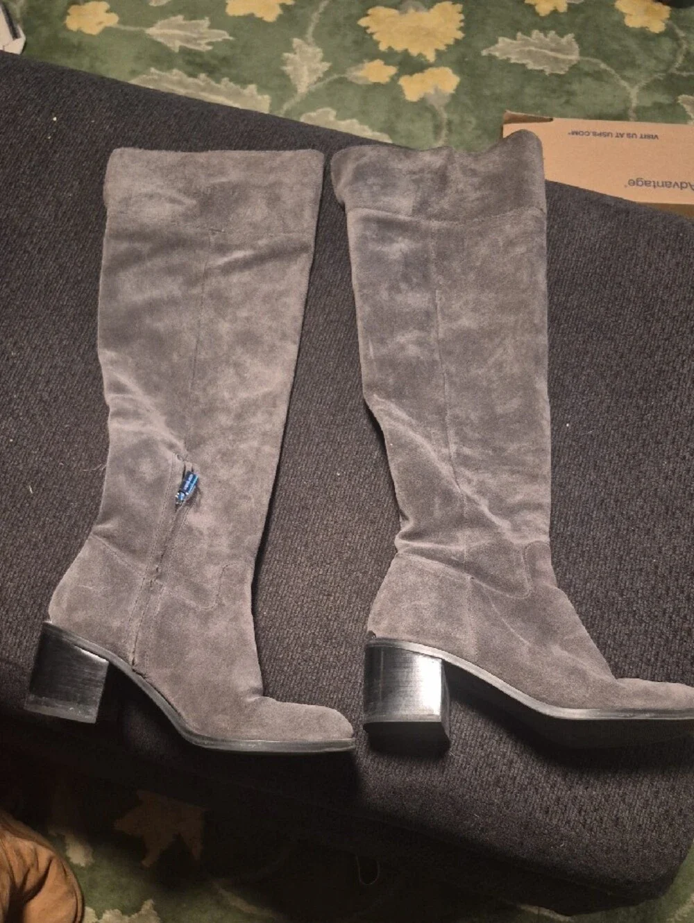 Michael Kors Gray Suede Block Heel Boots
